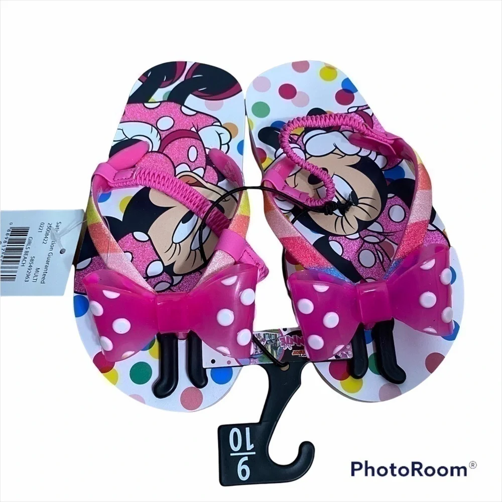 Disney Minnie Mouse Flip Flops Sandals NWT 9/10